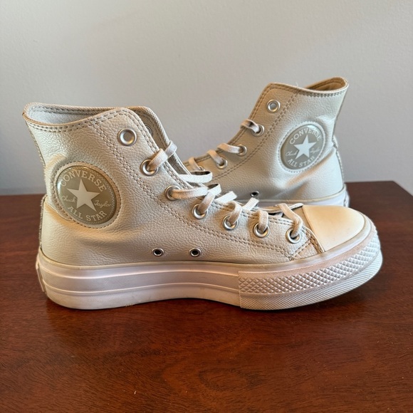 Converse Allstar Millennium Chuck Taylor Cream High-Top Sneakers Leather - Picture 3 of 7